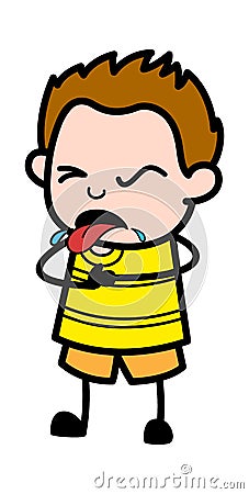 Cartoon Young Boy Choking Cartoon Illustration