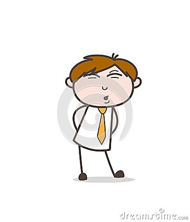 Cartoon Young Boy in Funny Pose Vector Stock Photo