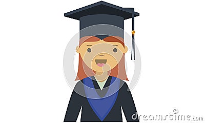 Cartoon of young female graduate character Vector Illustration