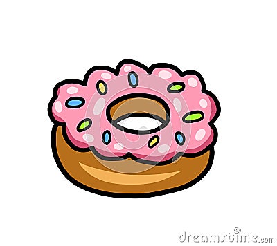 A Cartoon Yummy Strawberry Donut Cartoon Illustration