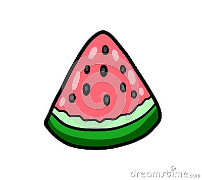 A Cartoon Yummy Watermelon Slice Cartoon Illustration