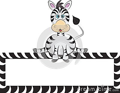 Cartoon Zebra Logo Frame Design Stock Photo