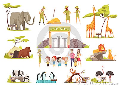 Cartoon Zoo Set Vector Illustration