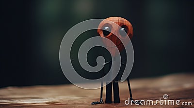 Cartoonish Wooden Alien: Minimalistic Goblin Design With Lensbaby Composer Pro Ii Stock Photo