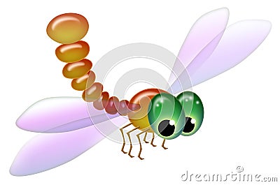 Cartoony goggle-eyed dragonfly isolated on white background Stock Photo