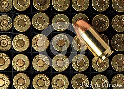 Cartridges of . 45 ACP pistols ammo Stock Photo