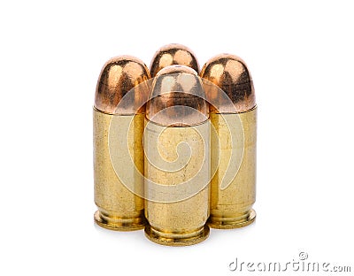 Cartridges of .45 ACP pistols ammo, full metal jacket Stock Photo