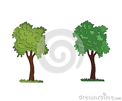 cartton style tree, isolated on white background Vector Illustration