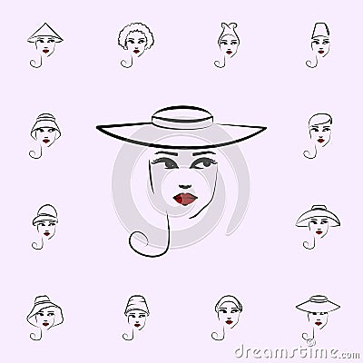 Cartwheel hat, girl icon. Hat, girl icons universal set for web and mobile Stock Photo