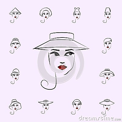 Cartwheel hat, girl icon. Hat, girl icons universal set for web and mobile Stock Photo