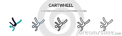 Cartwheel icon in filled, thin line, outline and stroke style. Vector illustration of two colored and black cartwheel vector icons Vector Illustration