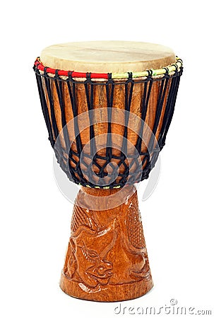 Carved African djembe drum Stock Photo