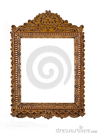 Carved Frame for picture or portrait over white Stock Photo