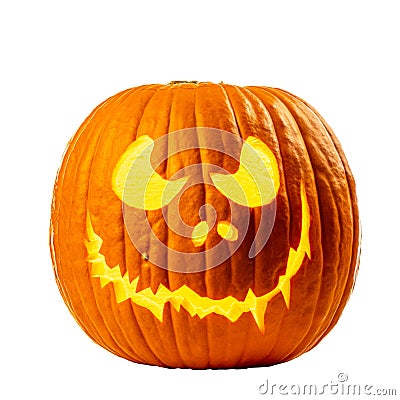 Carved halloween pumpkin on white Stock Photo