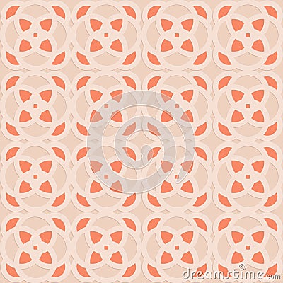 Carved orange embossed seamless pattern in Arabic style, elegant ornate oriental pattern Cartoon Illustration