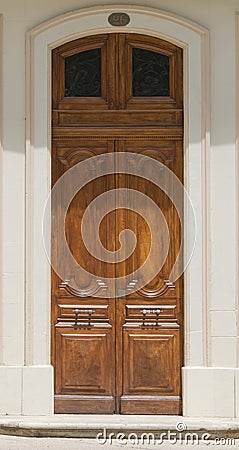 Carved Ornate Wooden Front Door Stock Photo