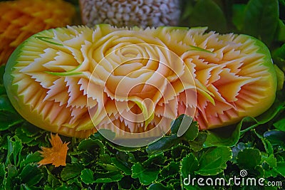 Carved papaya Thai style Stock Photo