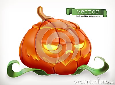 Carved pumpkin. Happy Halloween, vector icon Vector Illustration