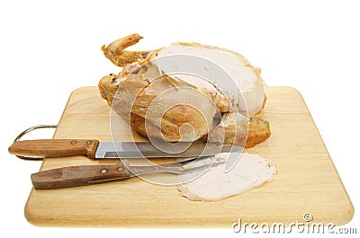 Carved roast chicken Stock Photo