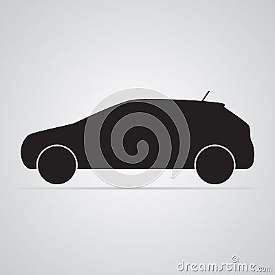 Carved silhouette flat icon, simple vector design. Car in profile Vector Illustration