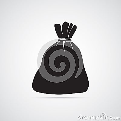 Carved silhouette flat icon, simple vector design. Empty bag. Vector Illustration