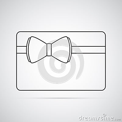 Carved silhouette flat icon, simple vector design. Rectangle card with bow Vector Illustration