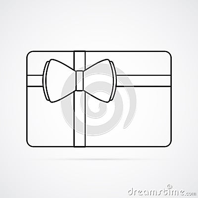 Carved silhouette flat icon, simple vector design. Rectangle card with bow Vector Illustration