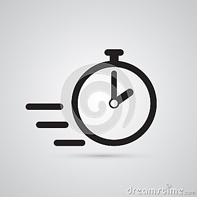 Carved silhouette flat icon, simple vector design. Stopwatch ill Vector Illustration