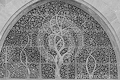 Carved Tree of Life Window Stock Photo