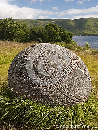 Carved viking stone Stock Photo