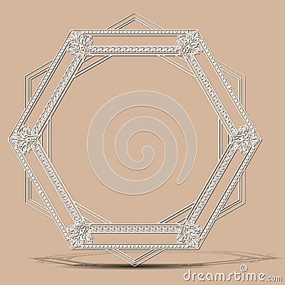 Carved vintage frame made of paper Vector Illustration