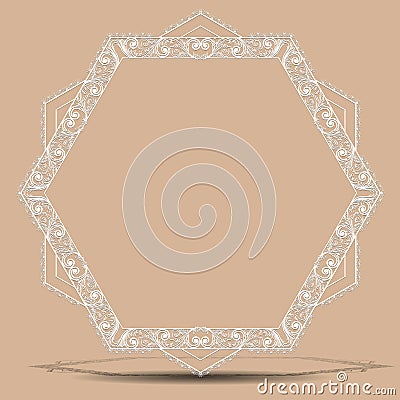 Carved vintage frame made of paper Vector Illustration