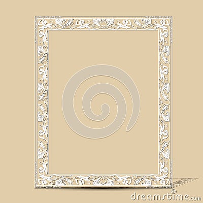 Carved vintage frame made of paper Vector Illustration