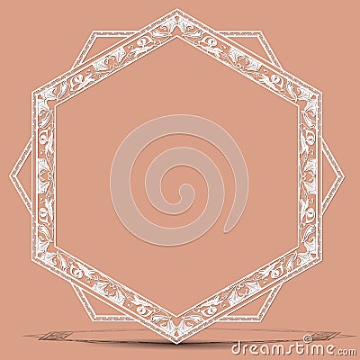 Carved vintage frame made of paper Vector Illustration