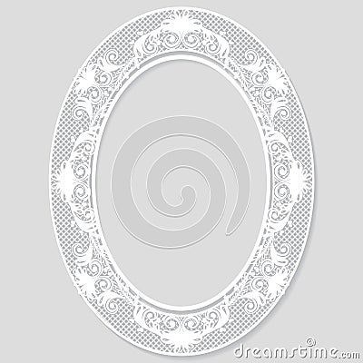 Carved vintage frame made of paper for picture or photo Vector Illustration