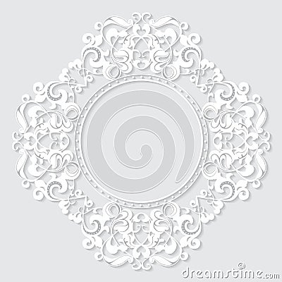 Carved vintage frame made of paper for picture or photo Vector Illustration