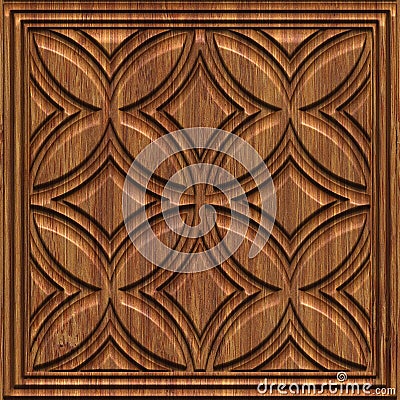 Carved wood panel seamless texture Stock Photo