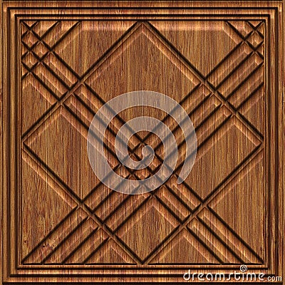 Carved wood panel seamless texture Stock Photo