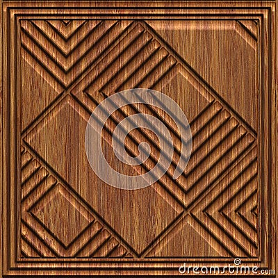 Carved wood panel seamless texture Stock Photo