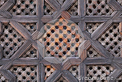 Carved wood screen in Morocco Stock Photo