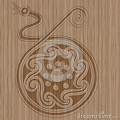 Carved wooden celtic symbol Stock Photo