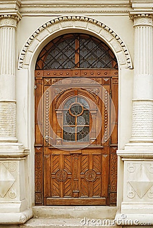 Carved wooden door Stock Photo