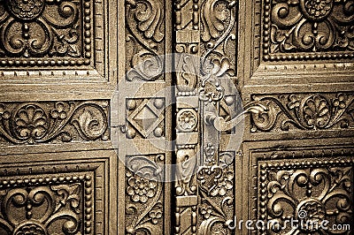 Carved wooden doors Stock Photo
