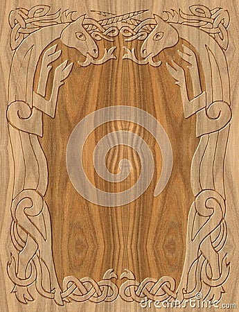 Carved wooden frame celtic style Stock Photo