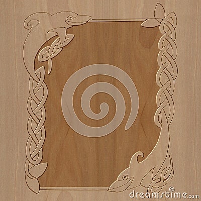 Carved wooden frame celtic style Stock Photo