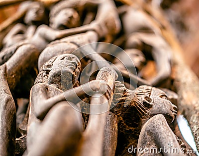 Carved wooden sculpture of African people Editorial Stock Photo