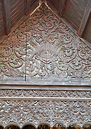 Carved wooden for temple lanna Stock Photo