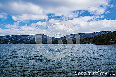Carvin Cove Reservoir and Tinker Mountain a Winter View Stock Photo