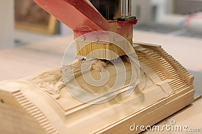 Carving with CNC woodworking milling machine Stock Photo