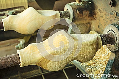 Carving of Dutch wooden clogs Stock Photo